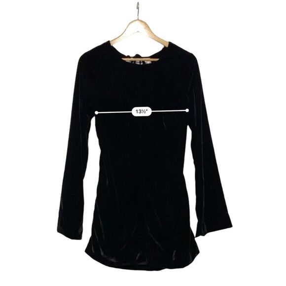 Free People Size Small Chelsey Black Velvet Open Back Mini Dress NWT - Picture 6 of 12